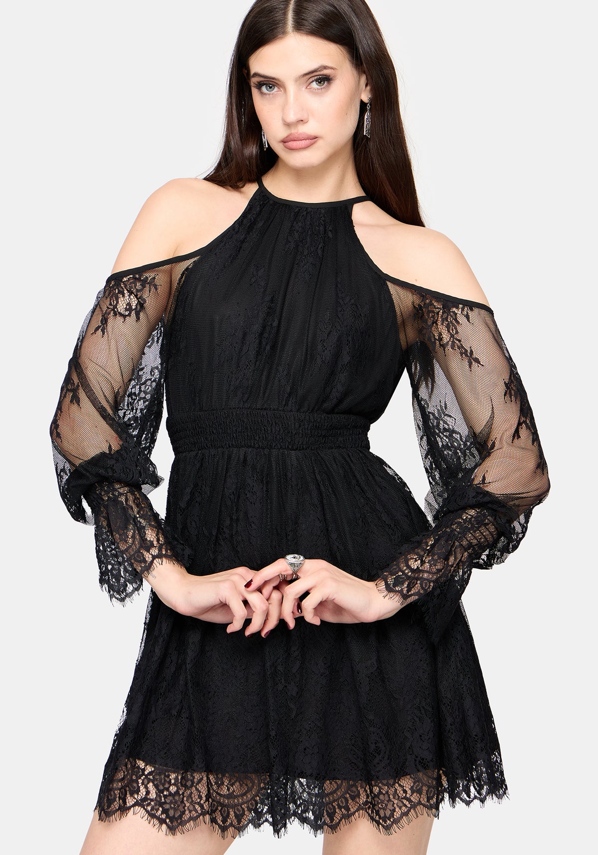 Amelie Lace Schulterfrei Minikleid