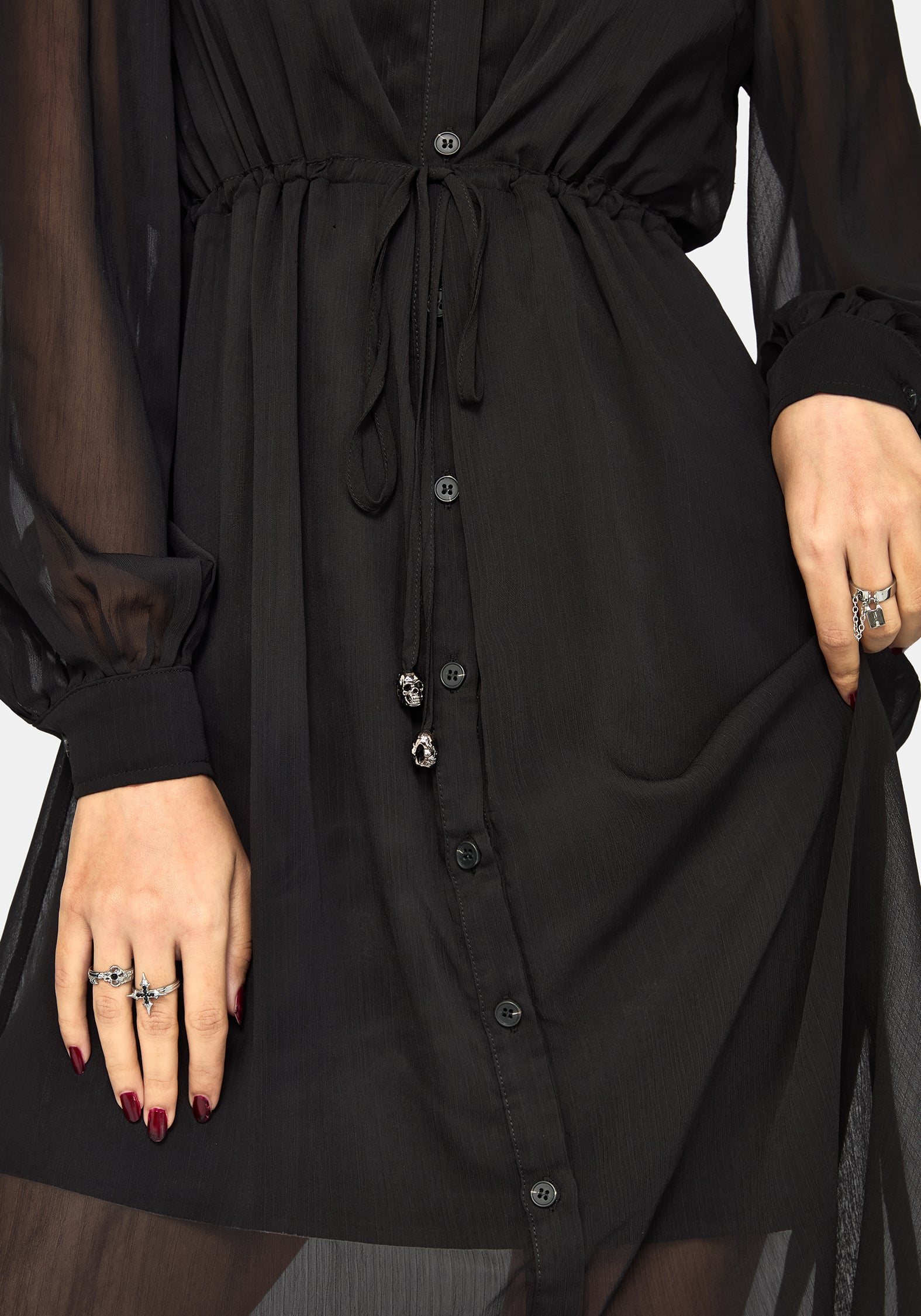 Eimhir Chiffon High-low Midi Shirt Dress
