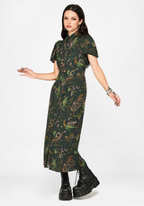 Noctaris Print Fitted Midi Shirt Dress