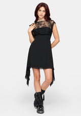 Mairi Lace Overlay Hanky Hem Mini Dress