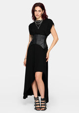 Marsail PU Korsett and Jersey Maxikleid Set (2-Piece)