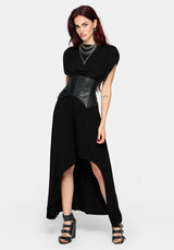 Marsail PU Korsett and Jersey Maxikleid Set (2-Piece)