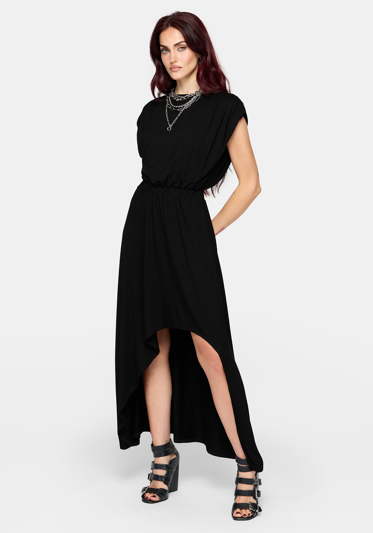 Marsail PU Korsett and Jersey Maxikleid Set (2-Piece)