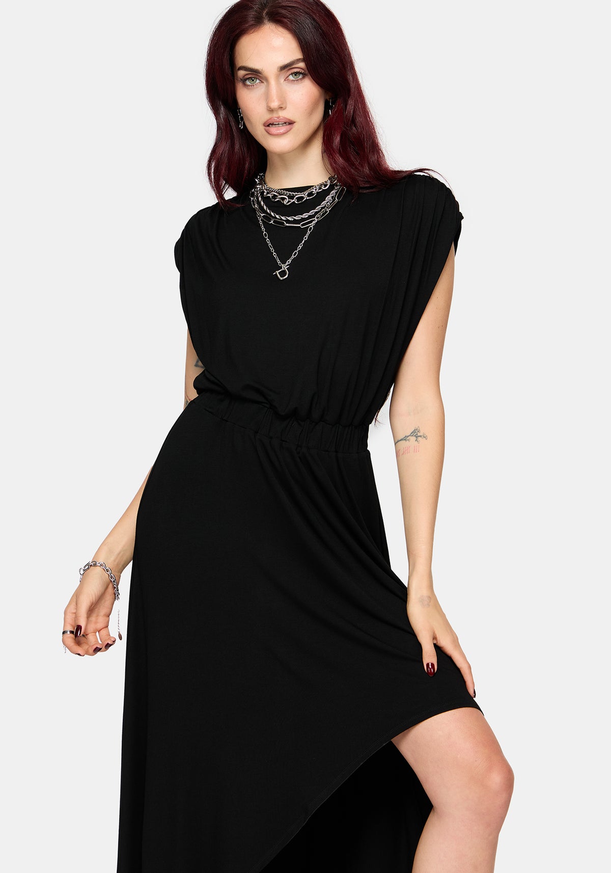 Marsail PU Korsett and Jersey Maxikleid Set (2-Piece)