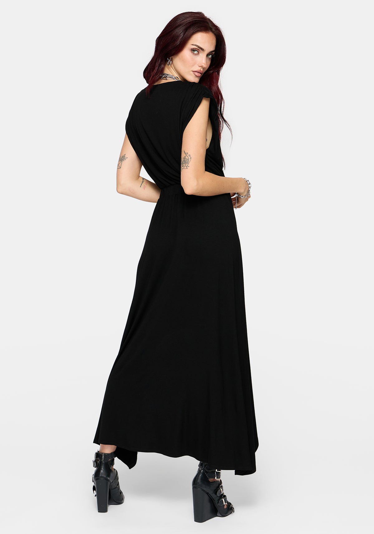 Marsail PU Korsett and Jersey Maxikleid Set (2-Piece)