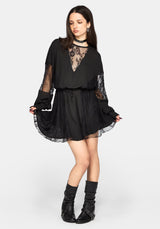 Frida Blouson Ärmel Lace Panelled Minikleid