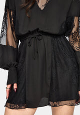 Frida Blouson Ärmel Lace Panelled Minikleid