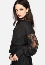 Frida Blouson Ärmel Lace Panelled Minikleid