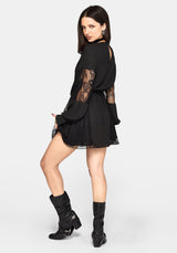 Frida Blouson Ärmel Lace Panelled Minikleid