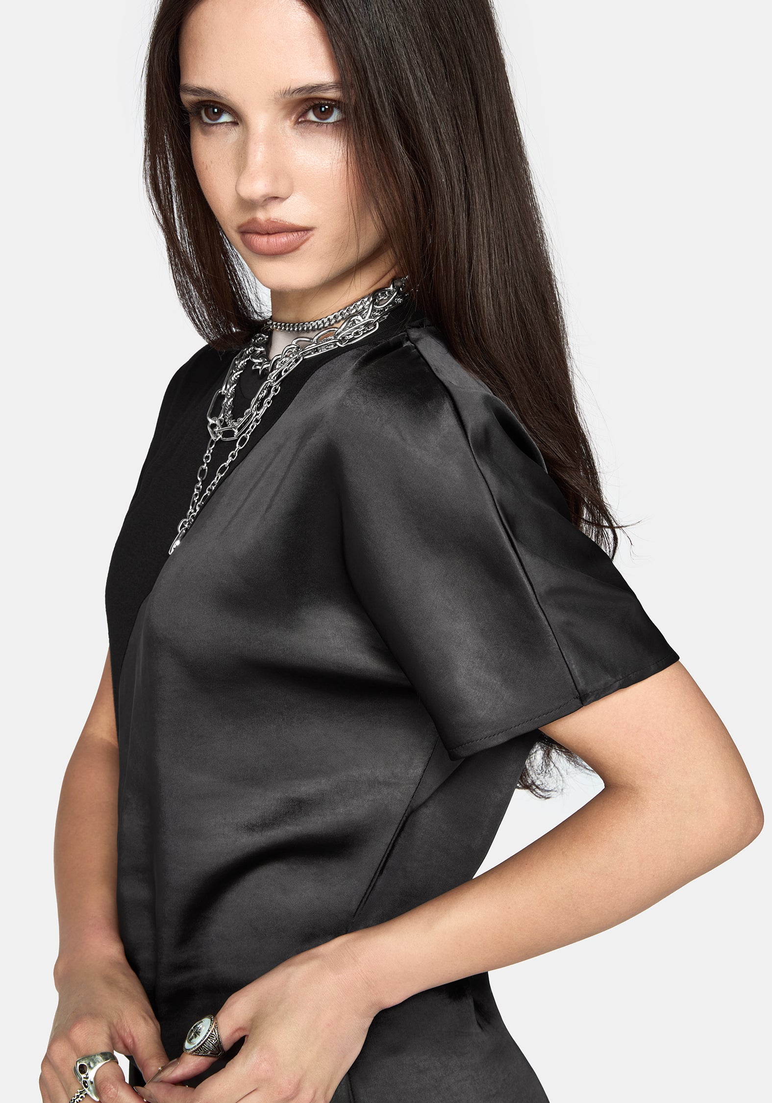 Allesandra Contrast Fabric Twist T-Shirt Dress
