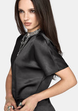 Allesandra Contrast Fabric Twist T-Shirt Dress