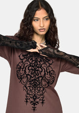 Leucosia Spitzenbesatz Graphic T-Hemdkleid