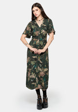 Atilla Print Lace Trim Midi Dress