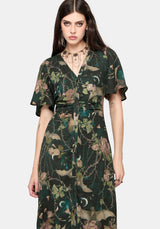 Atilla Print Lace Trim Midi Dress