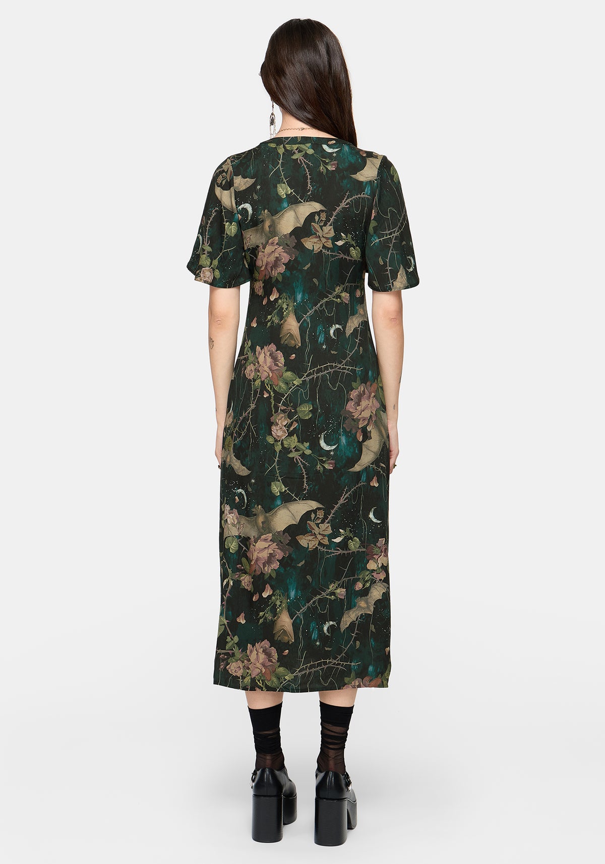 Atilla Print Lace Trim Midi Dress