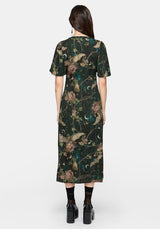 Atilla Print Lace Trim Midi Dress