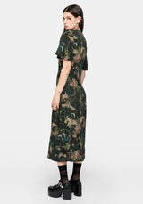 Atilla Print Lace Trim Midi Dress