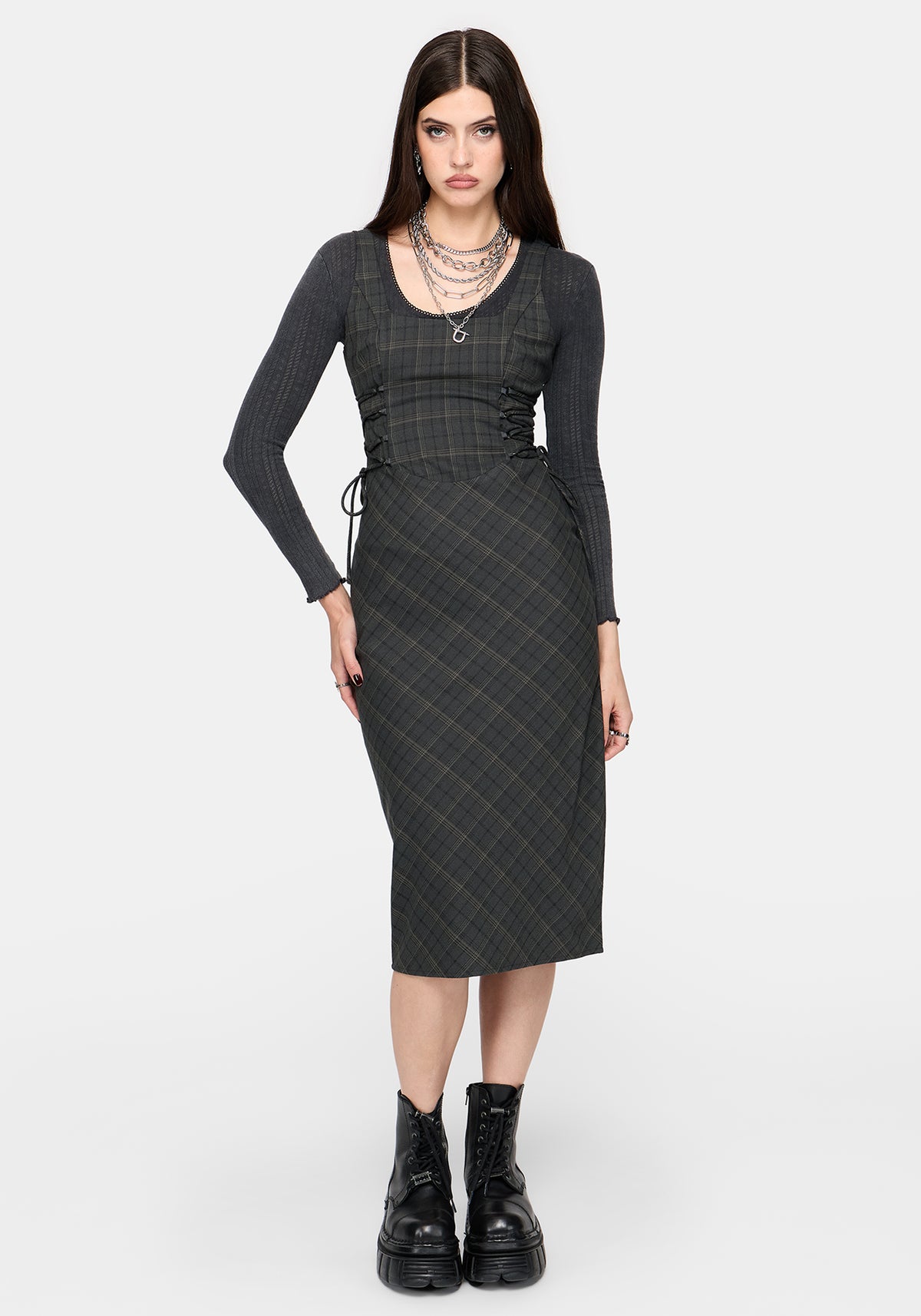 Caitriona Karo Schnürung Seite Midikleid