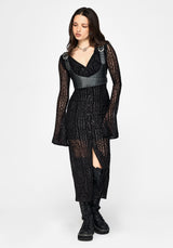 Riven Beflockt Gerafft Vorderseite Midaxi Kleid