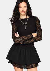 Erisda Lace Bodysuit Mini Dress