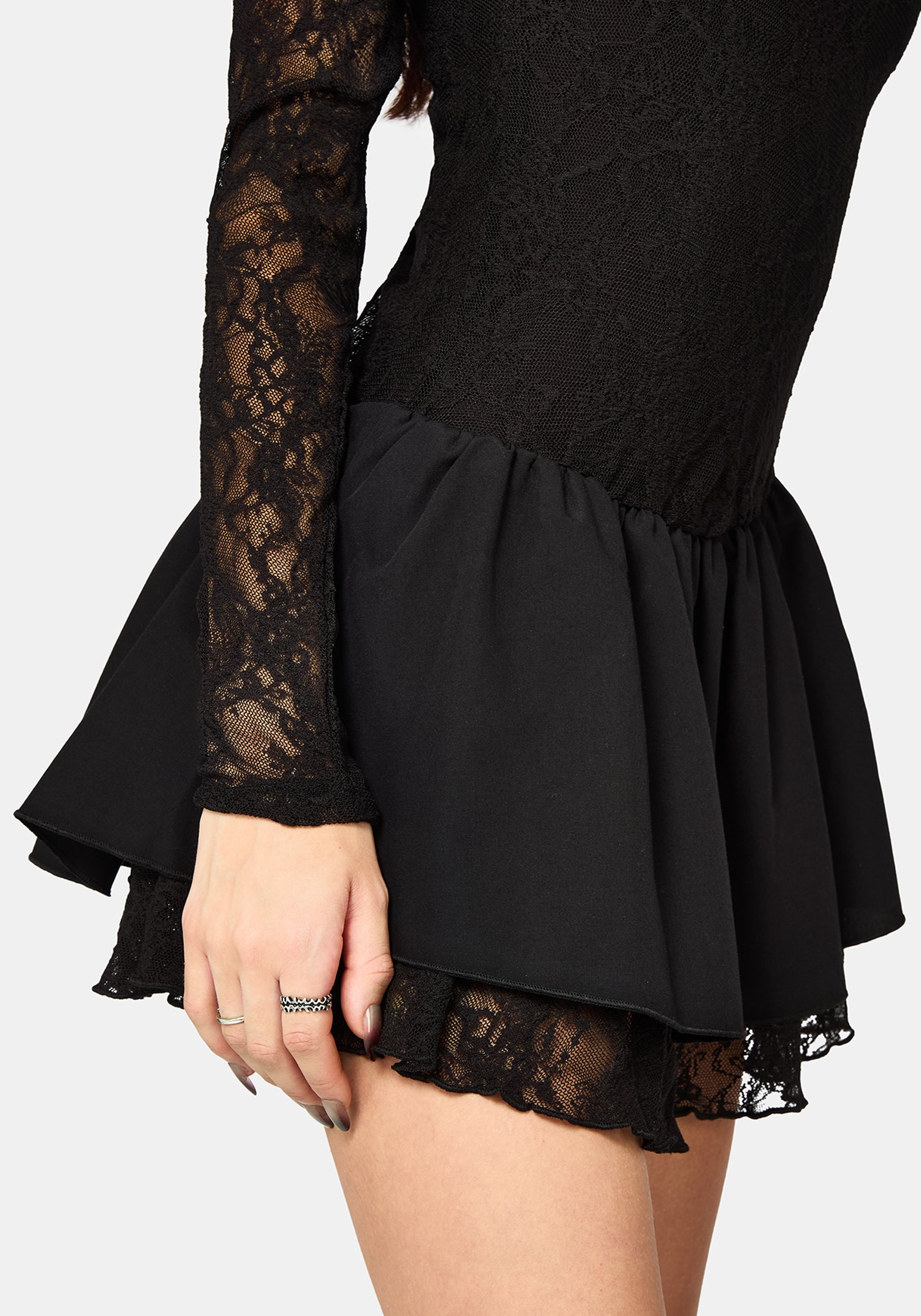 Erisda Lace Bodysuit Mini Dress