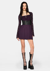 Georgina Empire Waist Lace Sleeve Mini Dress
