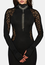 Adalyn Lace Panelled Bodycon Mini Dress