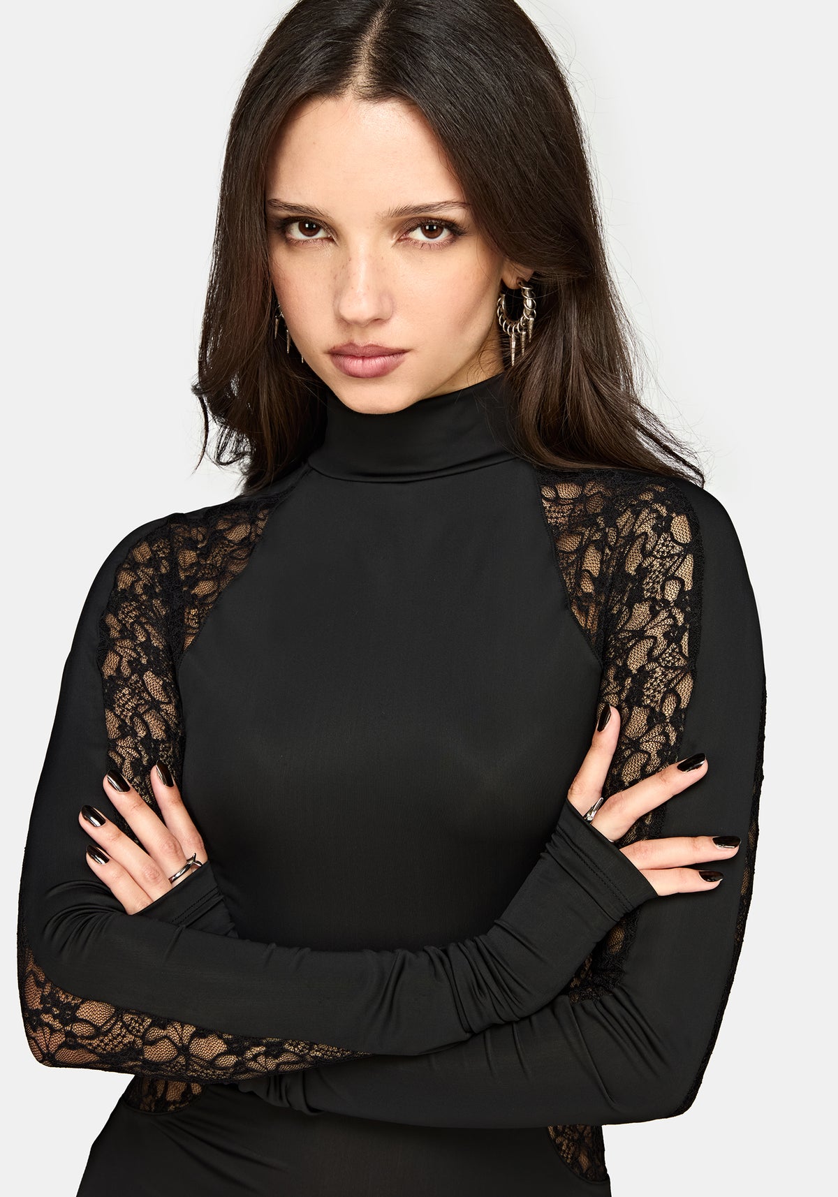 Adalyn Lace Panelled Bodycon Mini Dress
