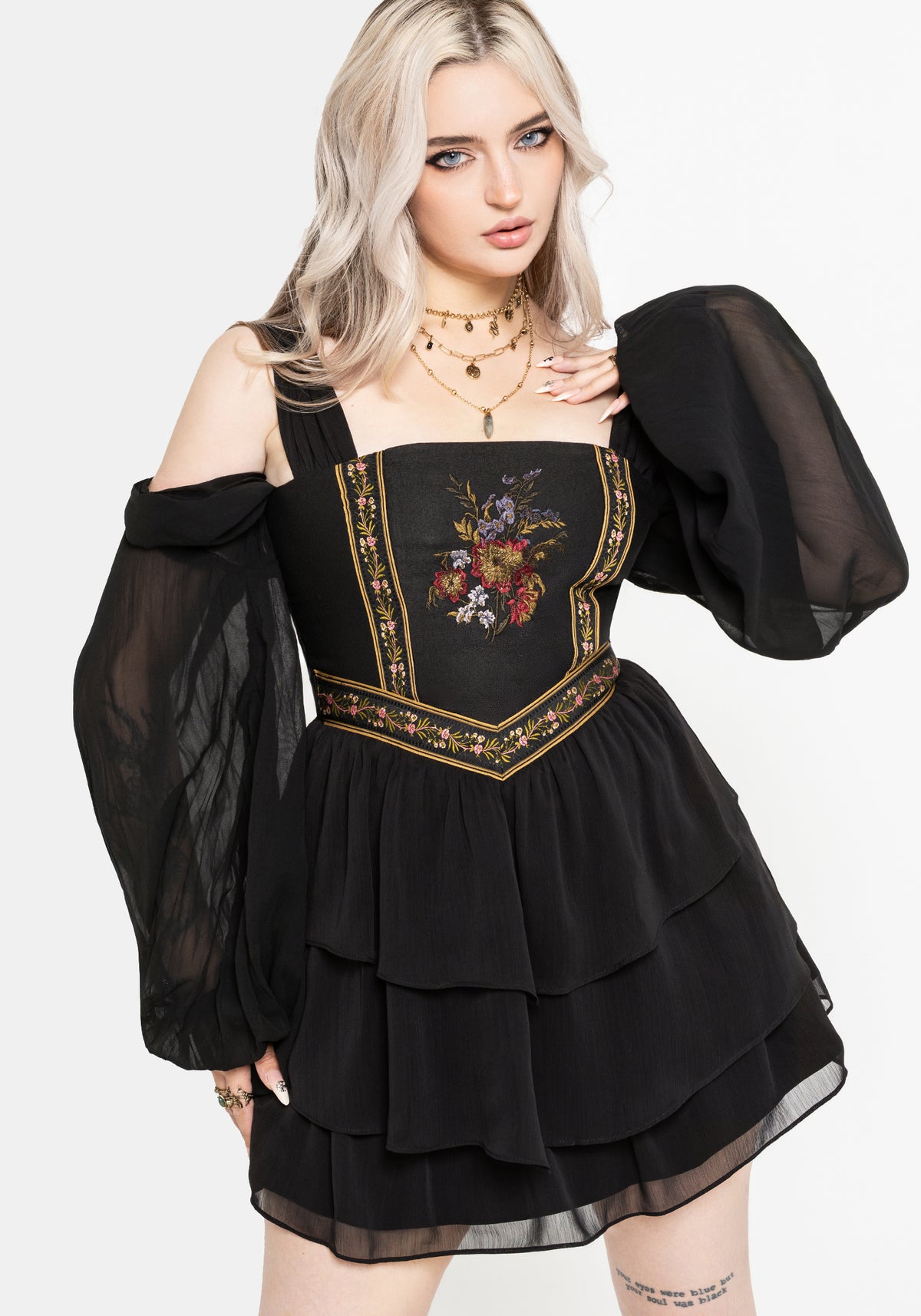 Lilet Boho Embroidered Corset Mini Dress EU 34