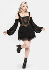 Lilet Boho Embroidered Corset Mini Dress EU 34