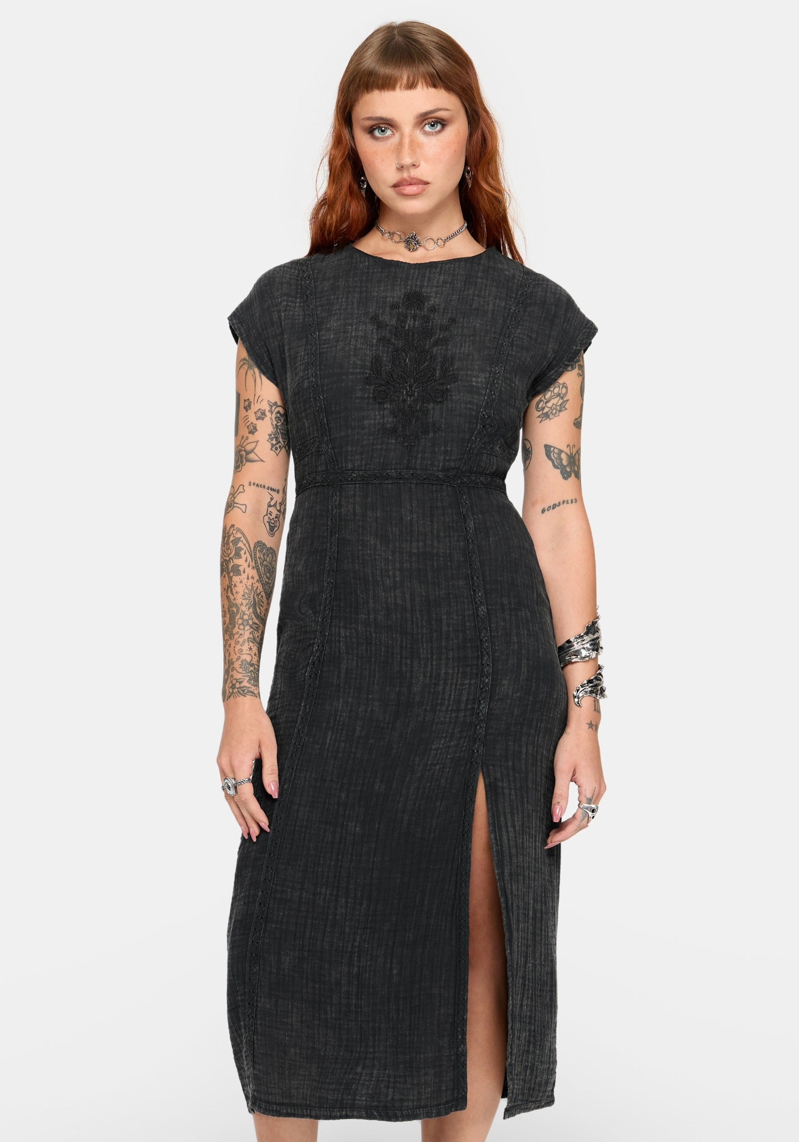 Blake Embroidered Cotton Smock Midi Dress
