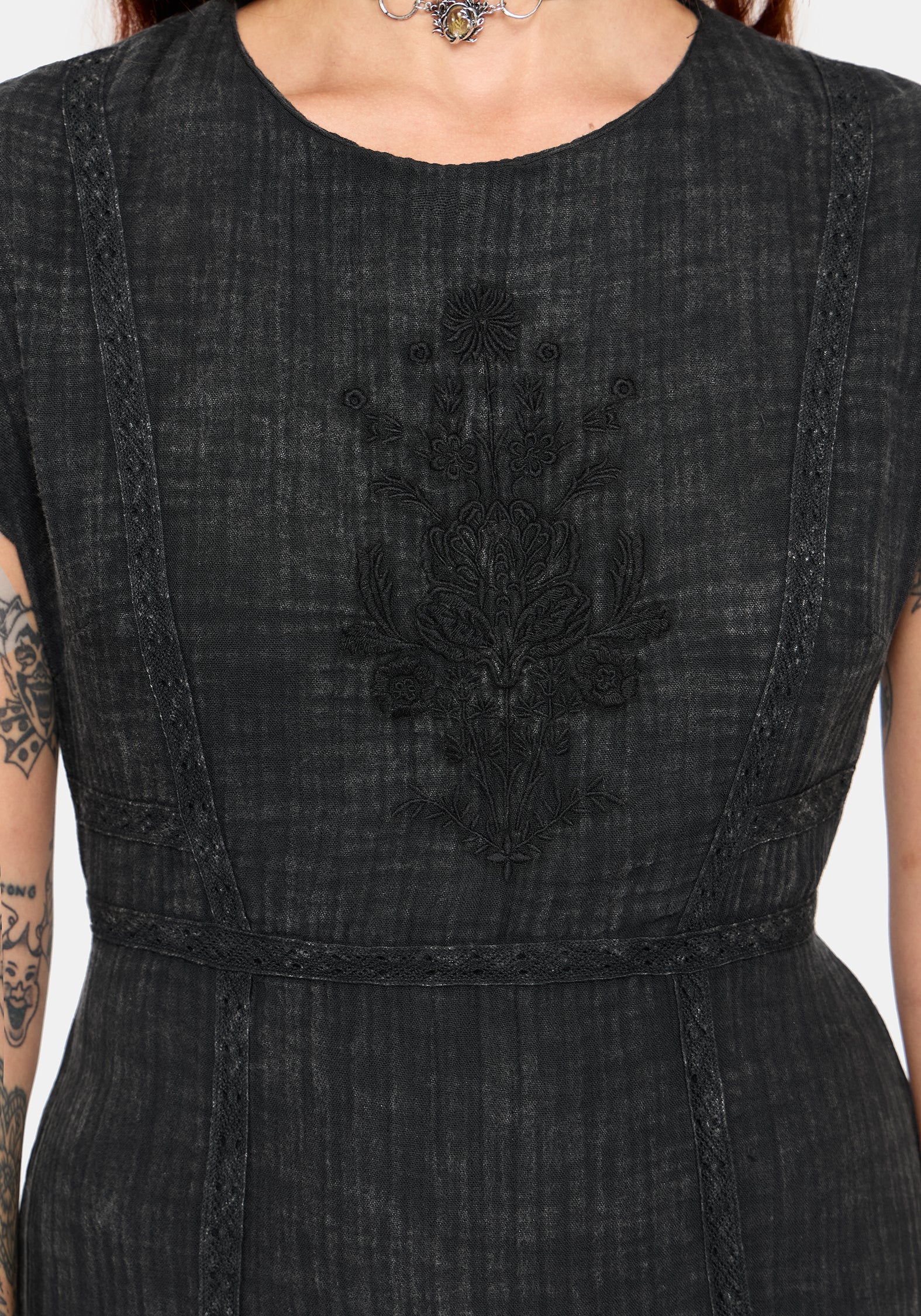 Blake Embroidered Cotton Smock Midi Dress