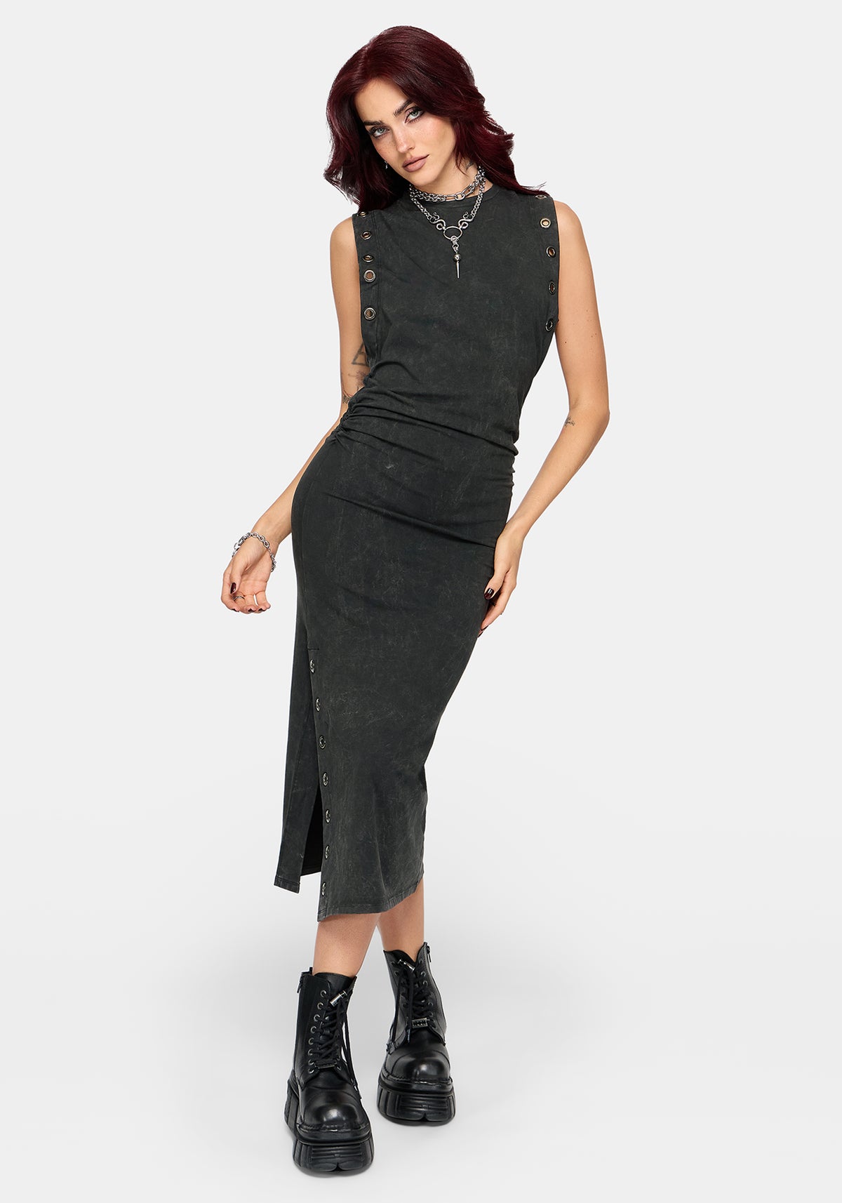 Vale Ärmellos Öse Midikleid