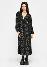 Azolla Fern Crinkle Long Sleeve Midi Dress