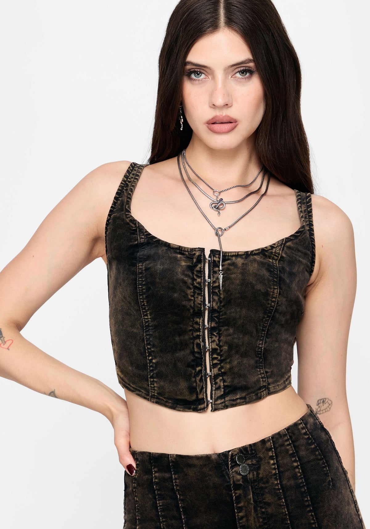 Reign Brushed Denim Korsett Oberteil