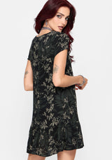 Azolla Fern Crinkle Print Mini Dress