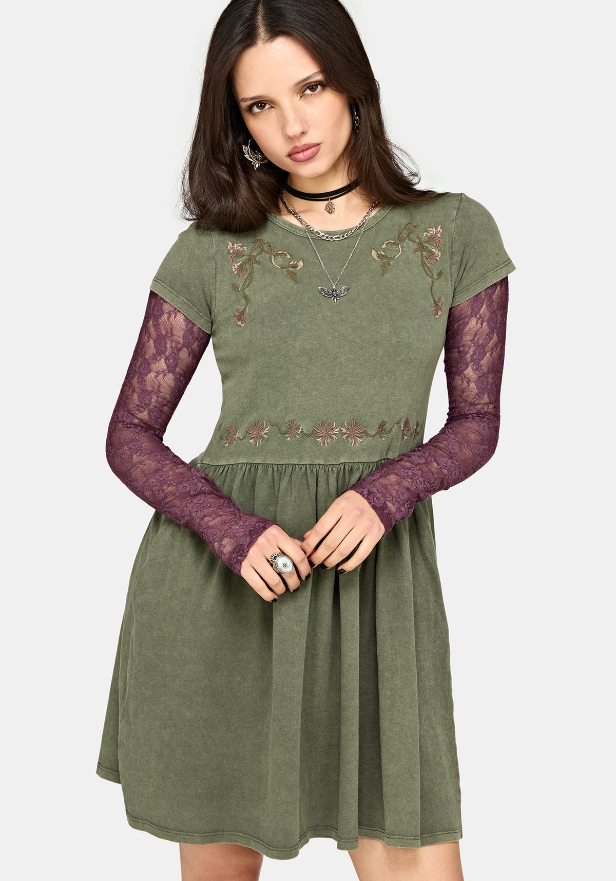 Genevra Bestickt Baumwolle Mini Smock Kleid
