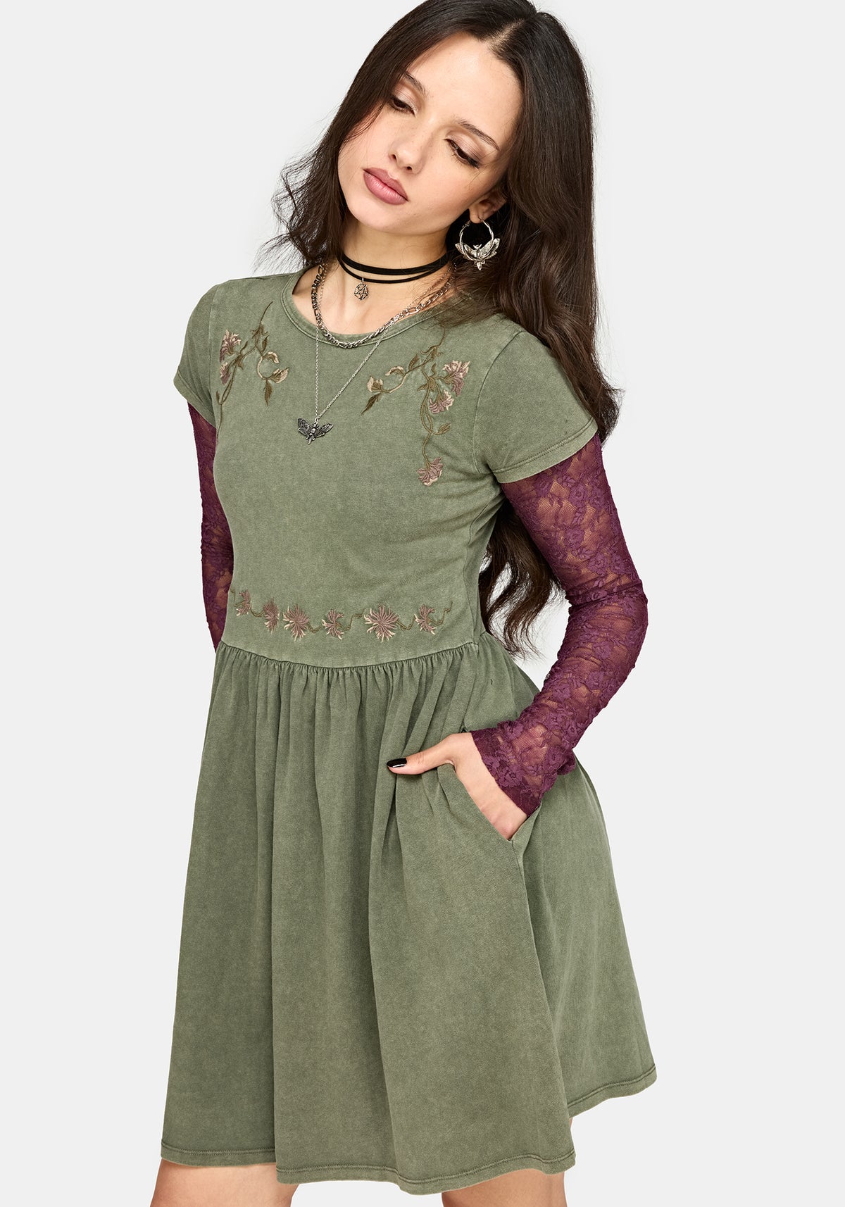 Genevra Bestickt Baumwolle Mini Smock Kleid