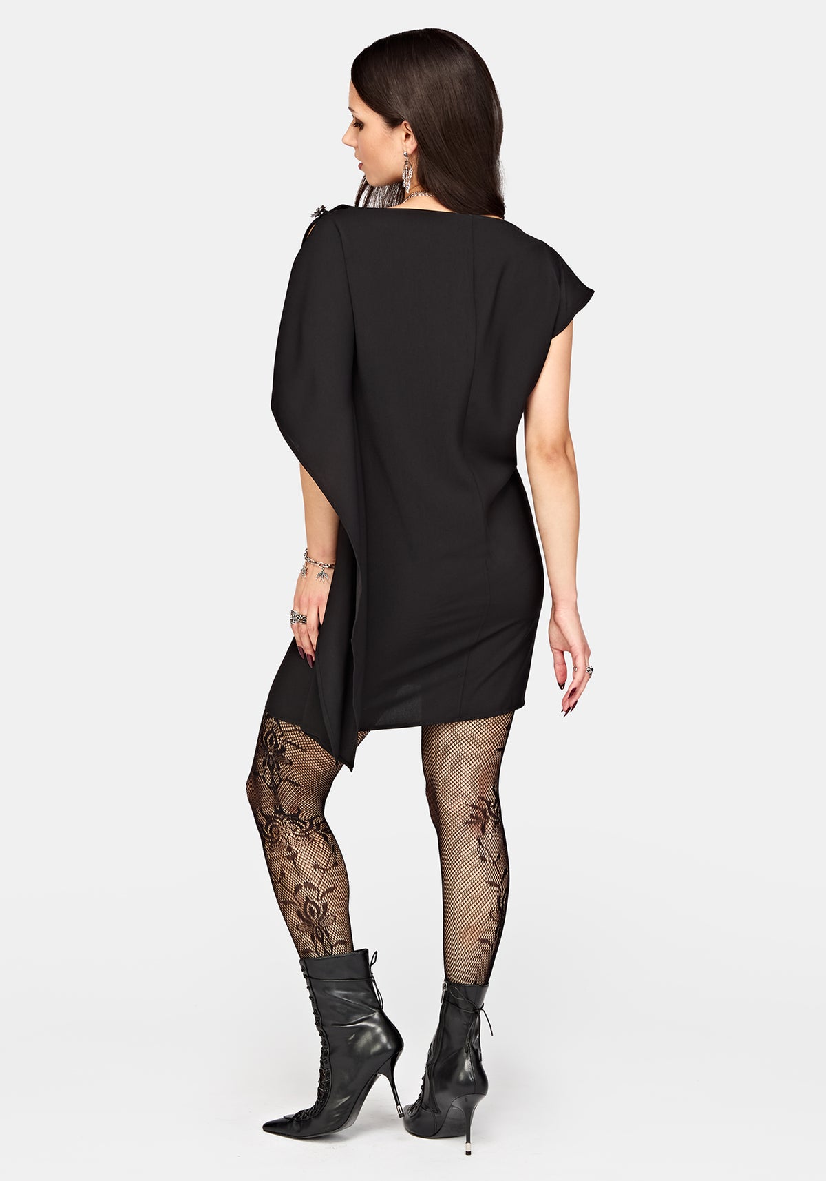 Orlina One-Shoulder Cape Mini Dress EU 34