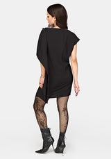 Orlina One-Shoulder Cape Mini Dress EU 34