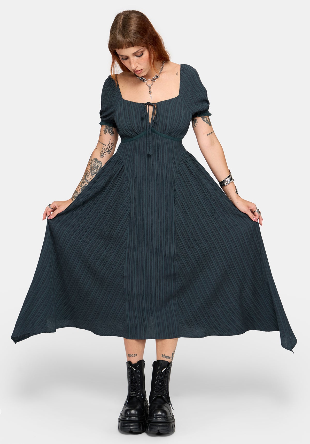 Fenella Keyhole Midikleid - Grün