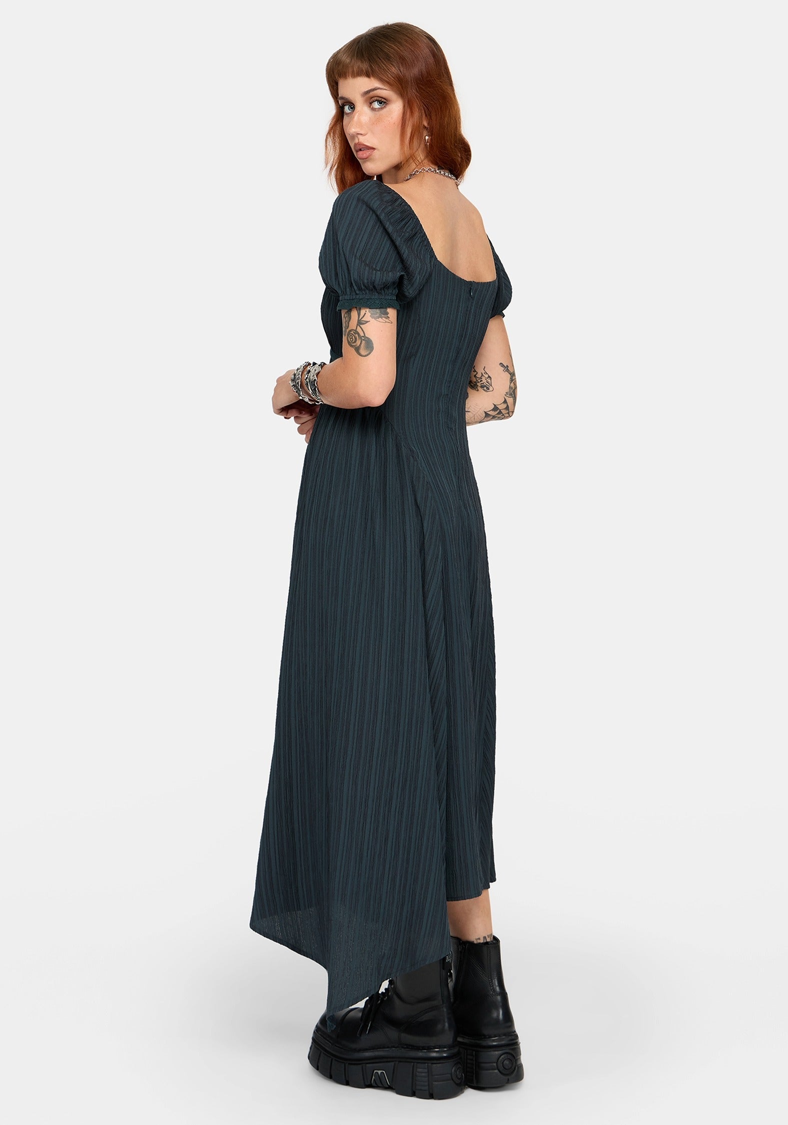 Fenella Keyhole Midi Dress - Green