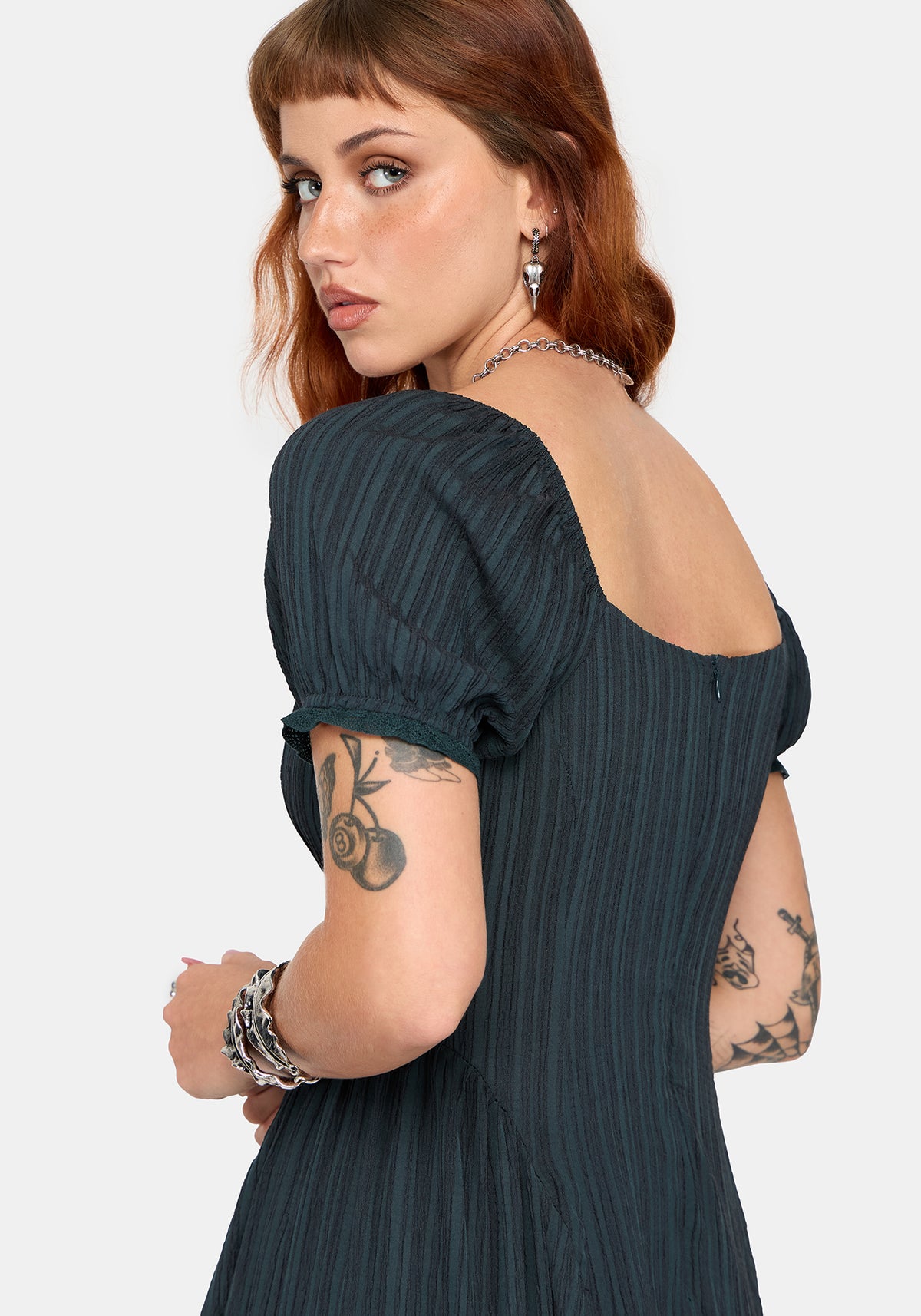 Fenella Keyhole Midi Dress - Green