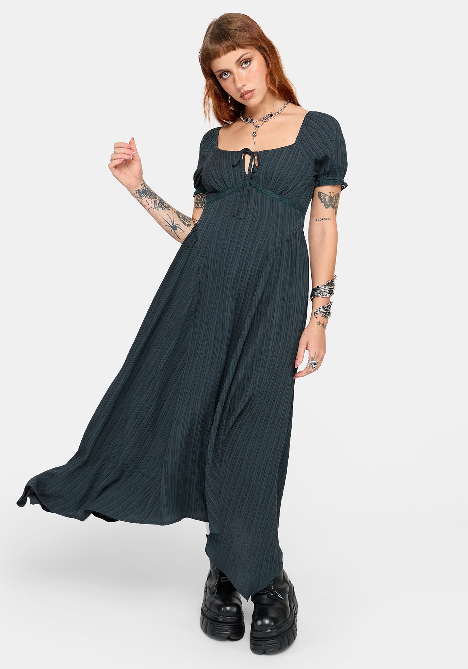 Fenella Keyhole Midi Dress - Green