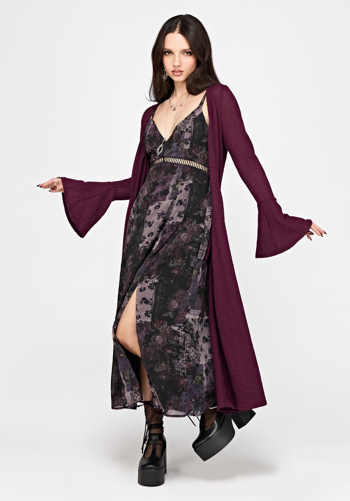 Iskra Mystic Floral Chiffon Midaxi Cami Dress