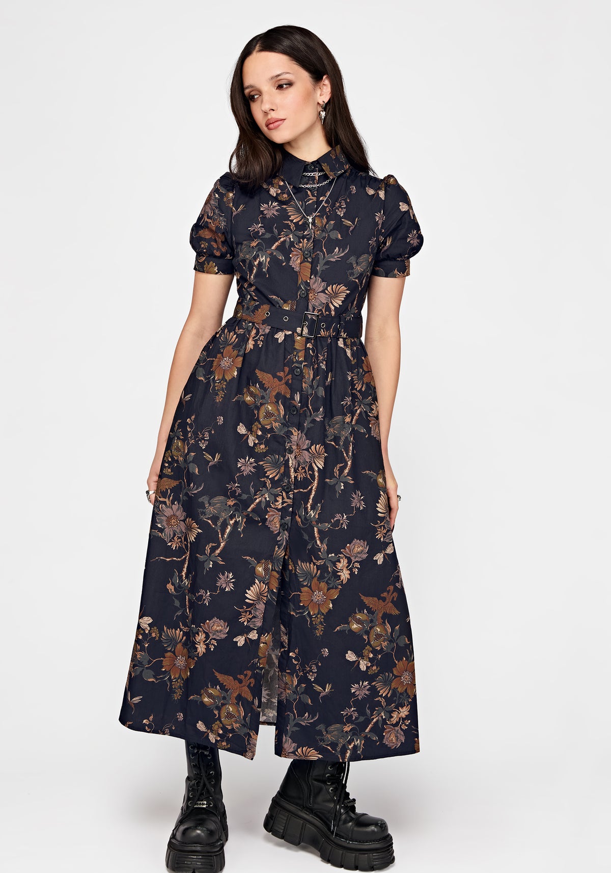 Poison Eden Midaxi Shirt Dress - Midnight
