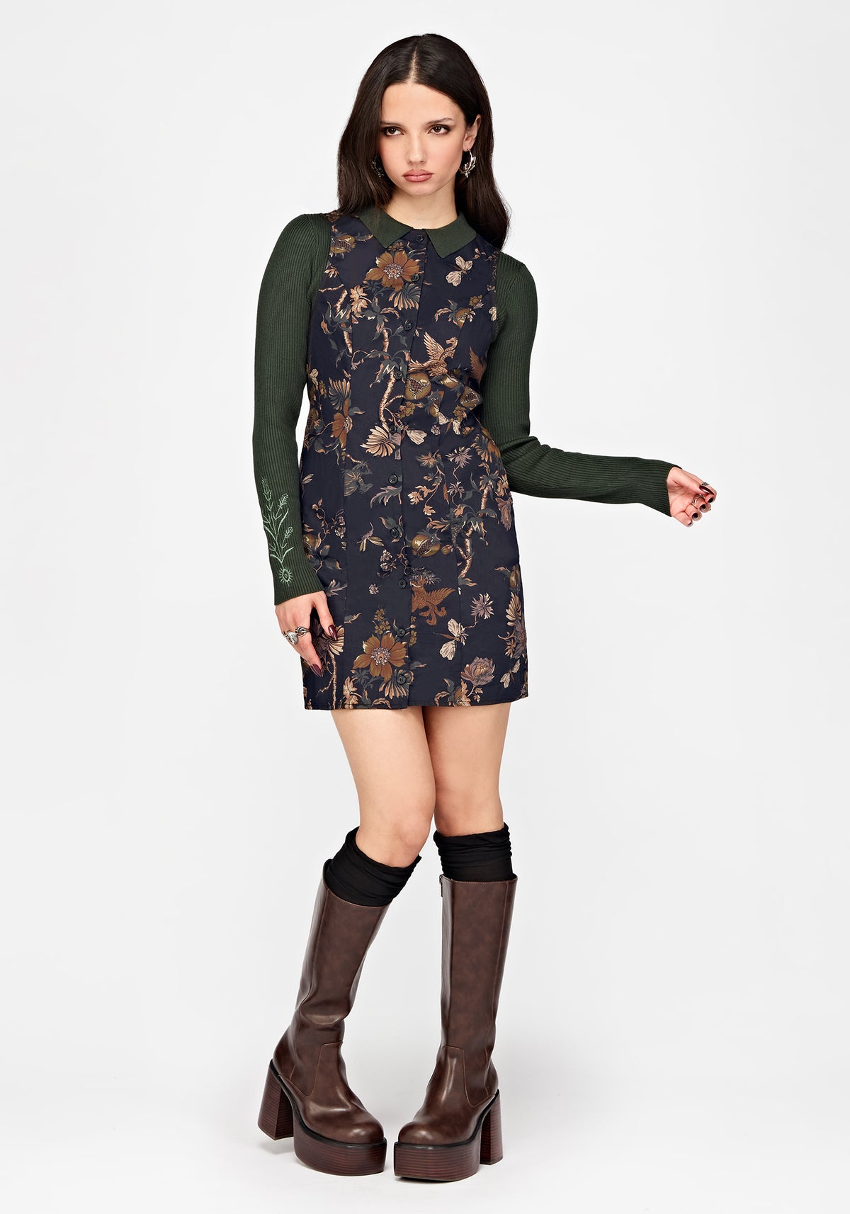 Poison Eden Button Up Mini Dress - Black