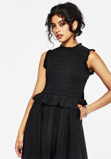 Veronica Baumwolle Smocked Mieder Schleife Detail Midi Kleid