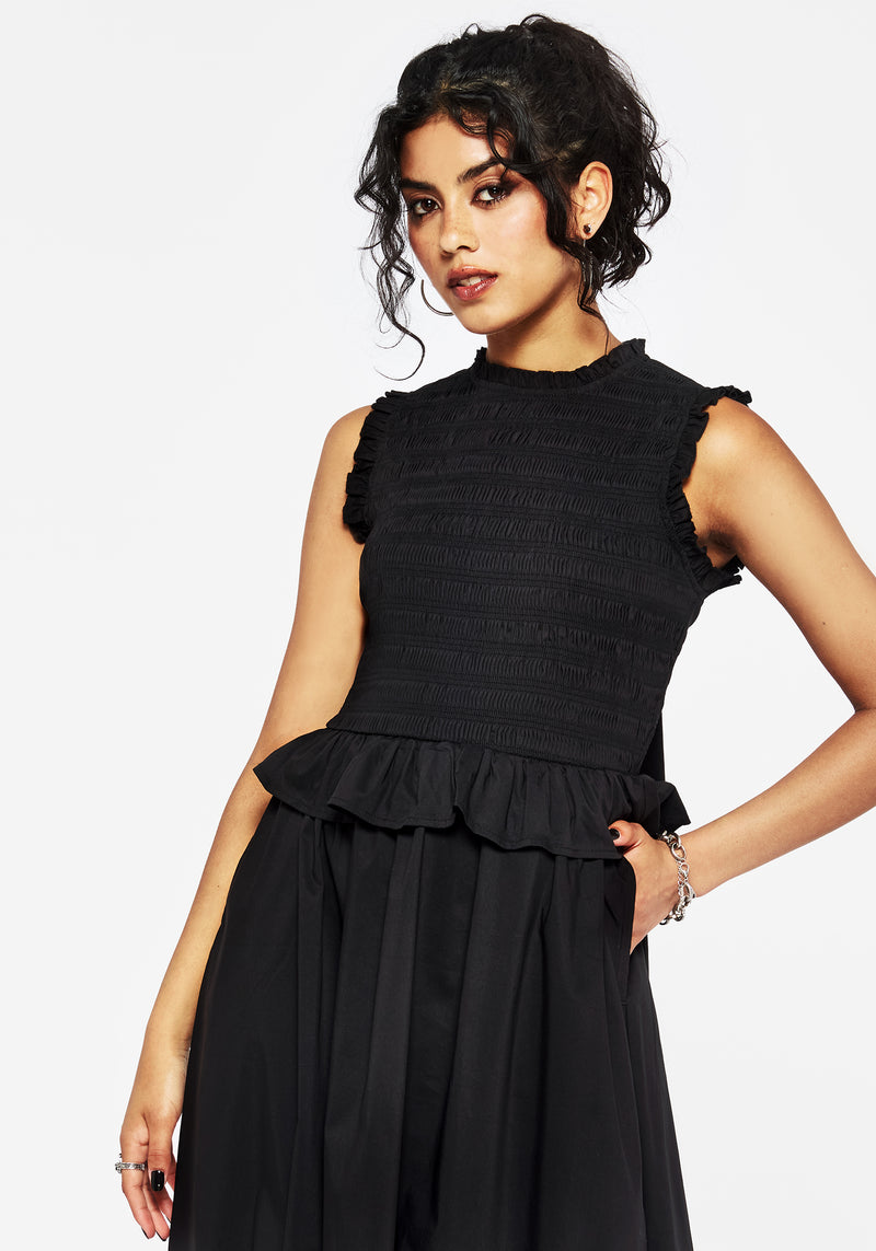 Veronica Baumwolle Smocked Mieder Schleife Detail Midi Kleid
