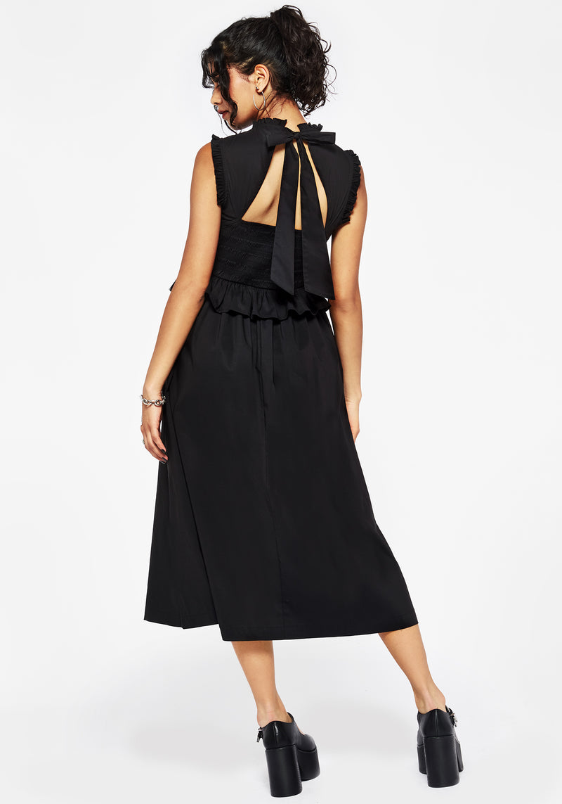 Veronica Baumwolle Smocked Mieder Schleife Detail Midi Kleid
